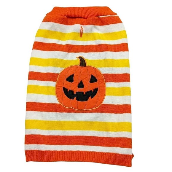 Martha Stewart Pets Halloween Dog Striped Orange Pumpkin Sweater Costume Large - Picture 1 of 4